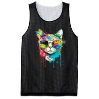 Cute Cat Motif Pop Art Cat Mesh Reversible Basketball Jersey Tank