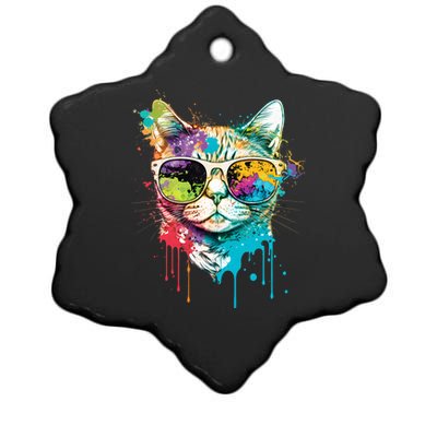 Cute Cat Motif Pop Art Cat Ceramic Star Ornament