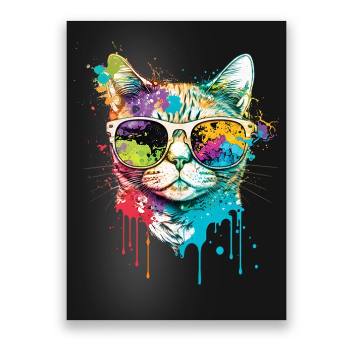 Cute Cat Motif Pop Art Cat Poster