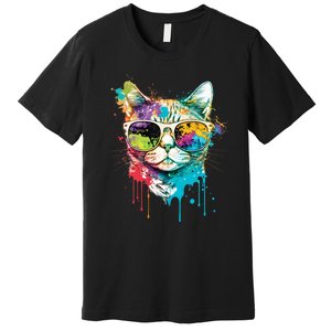 Cute Cat Motif Pop Art Cat Premium T-Shirt