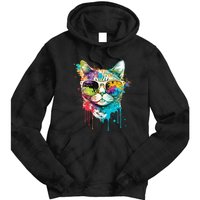 Cute Cat Motif Pop Art Cat Tie Dye Hoodie