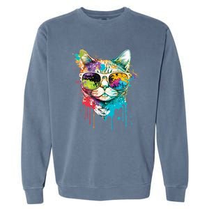 Cute Cat Motif Pop Art Cat Garment-Dyed Sweatshirt