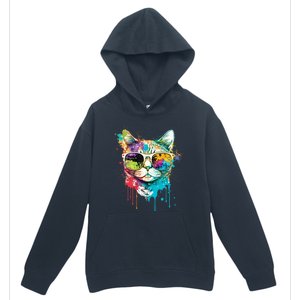 Cute Cat Motif Pop Art Cat Urban Pullover Hoodie