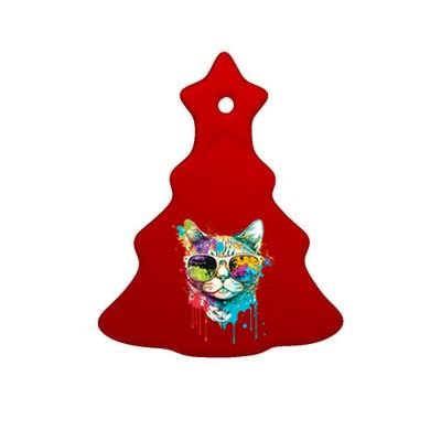 Cute Cat Motif Pop Art Cat Ceramic Tree Ornament