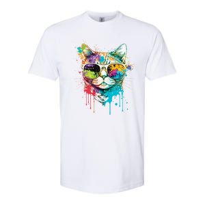 Cute Cat Motif Pop Art Cat Softstyle CVC T-Shirt