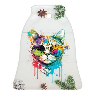 Cute Cat Motif Pop Art Cat Ceramic Bell Ornament