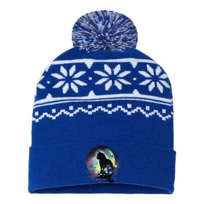 Cute Cat Motifs Cat USA-Made Snowflake Beanie