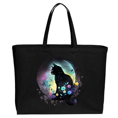 Cute Cat Motifs Cat Cotton Canvas Jumbo Tote