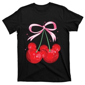 Coquette Cherry Mouse Ears Bow Princess Theme Park T-Shirt