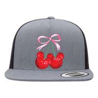 Coquette Cherry Mouse Ears Bow Princess Theme Park Flat Bill Trucker Hat