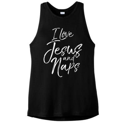 Cute Christian Mom Of Gift I Love Jesus And Naps Ladies PosiCharge Tri-Blend Wicking Tank