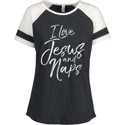 Cute Christian Mom Of Gift I Love Jesus And Naps Enza Ladies Jersey Colorblock Tee