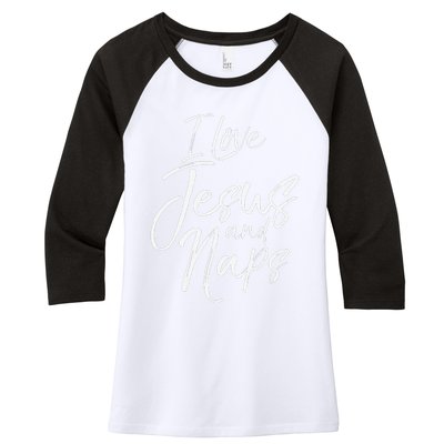 Cute Christian Mom Of Gift I Love Jesus And Naps Women's Tri-Blend 3/4-Sleeve Raglan Shirt