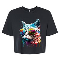 Cute Cat Motif Pop Art Cat Bella+Canvas Jersey Crop Tee