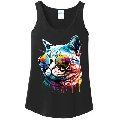 Cute Cat Motif Pop Art Cat Ladies Essential Tank