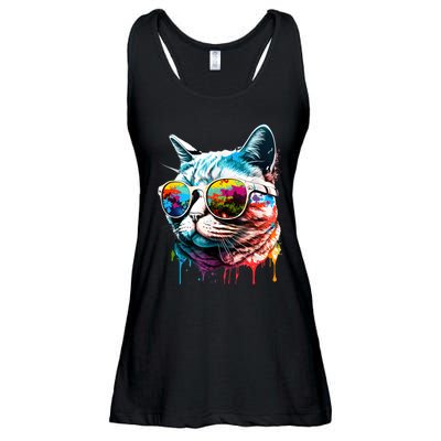 Cute Cat Motif Pop Art Cat Ladies Essential Flowy Tank