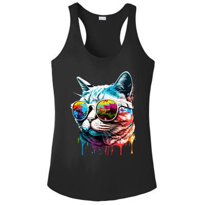 Cute Cat Motif Pop Art Cat Ladies PosiCharge Competitor Racerback Tank