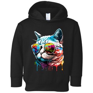 Cute Cat Motif Pop Art Cat Toddler Hoodie