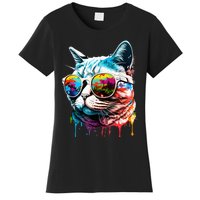 Cute Cat Motif Pop Art Cat Women's T-Shirt