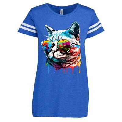 Cute Cat Motif Pop Art Cat Enza Ladies Jersey Football T-Shirt