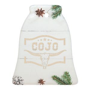 Cojo Country Music Cow Skull funny famer Ceramic Bell Ornament