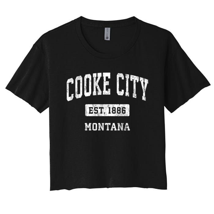 Cooke City Montana Mt Vintage Sports Established Women's Crop Top Tee