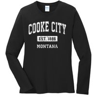 Cooke City Montana Mt Vintage Sports Established Ladies Long Sleeve Shirt