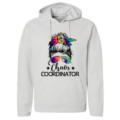 Chaos Coordinator Messy Bun Teachers Performance Fleece Hoodie