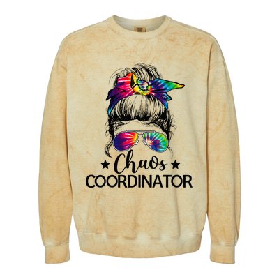 Chaos Coordinator Messy Bun Teachers Colorblast Crewneck Sweatshirt