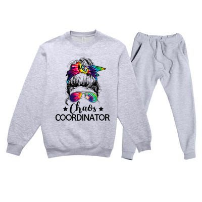 Chaos Coordinator Messy Bun Teachers Premium Crewneck Sweatsuit Set