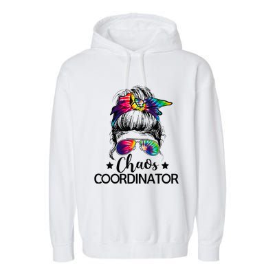 Chaos Coordinator Messy Bun Teachers Garment-Dyed Fleece Hoodie