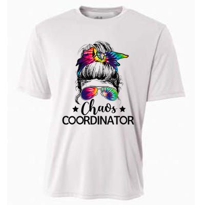 Chaos Coordinator Messy Bun Teachers Cooling Performance Crew T-Shirt