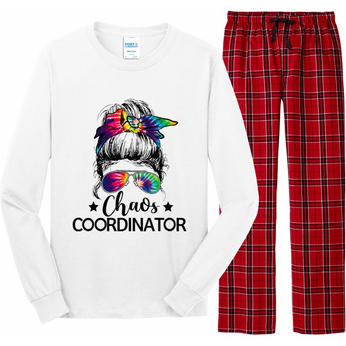 Chaos Coordinator Messy Bun Teachers Long Sleeve Pajama Set