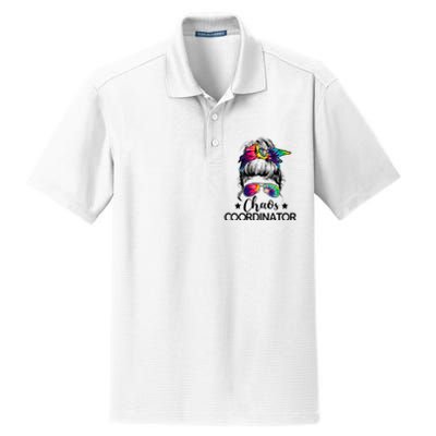 Chaos Coordinator Messy Bun Teachers Dry Zone Grid Polo