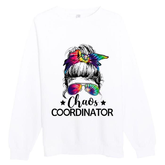 Chaos Coordinator Messy Bun Teachers Premium Crewneck Sweatshirt