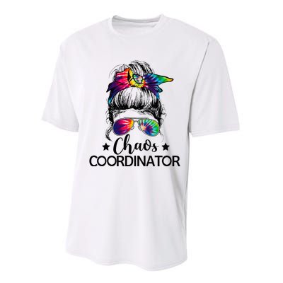 Chaos Coordinator Messy Bun Teachers Performance Sprint T-Shirt