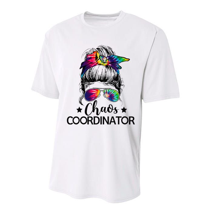 Chaos Coordinator Messy Bun Teachers Performance Sprint T-Shirt