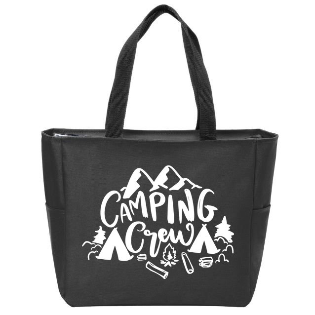 Camping Crew Mountain Zip Tote Bag
