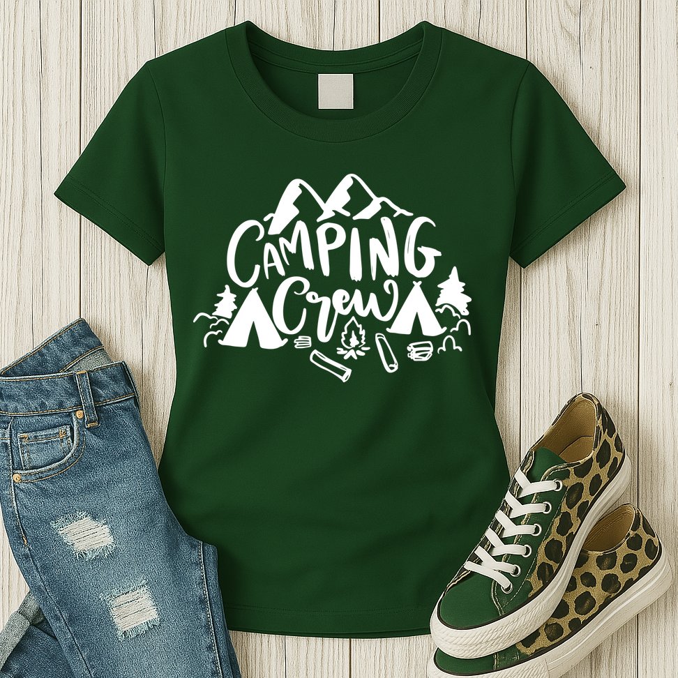 Camping Crew Mountain Womens T-Shirt