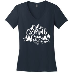 Camping Crew Mountain Women's V-Neck T-Shirt