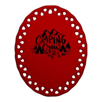 Camping Crew Mountain Ceramic Oval Ornament