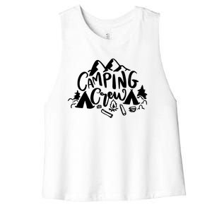 Camping Crew Mountain Women's Racerback Cropped Tank