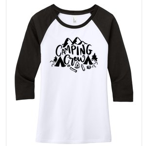 Camping Crew Mountain Women's Tri-Blend 3/4-Sleeve Raglan Shirt