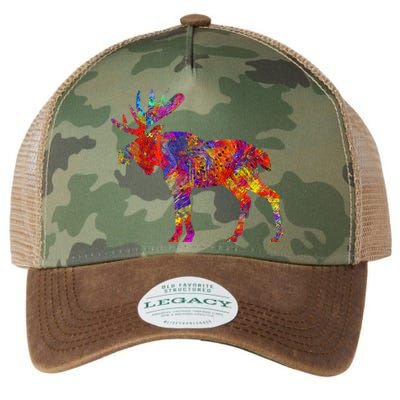 Colorful Canadian Moose Abstract Paint Wildlife Legacy Tie Dye Trucker Hat