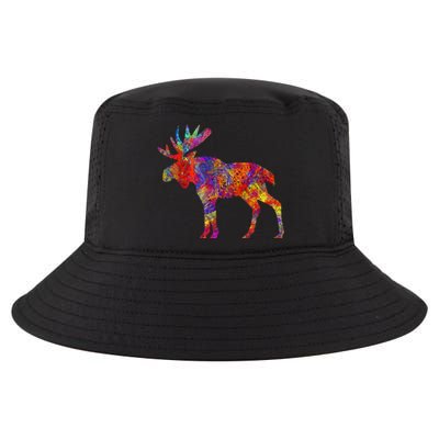 Colorful Canadian Moose Abstract Paint Wildlife Cool Comfort Performance Bucket Hat