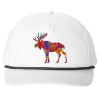 Colorful Canadian Moose Abstract Paint Wildlife Snapback Five-Panel Rope Hat