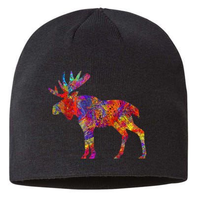 Colorful Canadian Moose Abstract Paint Wildlife Sustainable Beanie