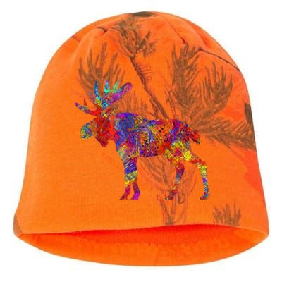 Colorful Canadian Moose Abstract Paint Wildlife Kati - Camo Knit Beanie