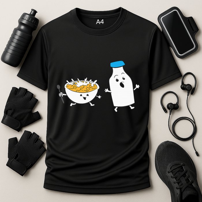 Cereal Chasing Milk Cornflakes Breakfast Cereal Performance Shirt