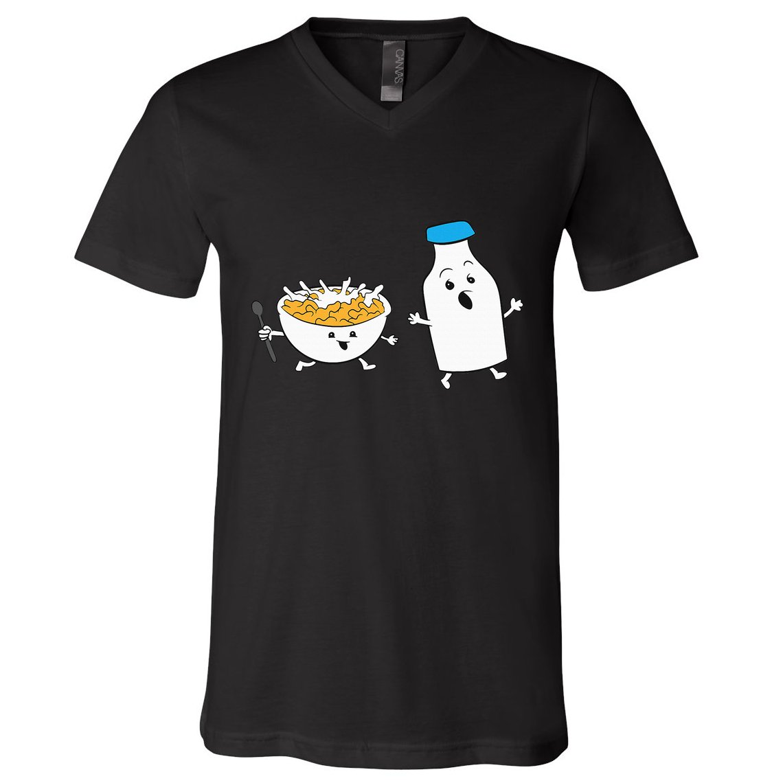 Cereal Chasing Milk Cornflakes Breakfast Cereal V-Neck T-Shirt